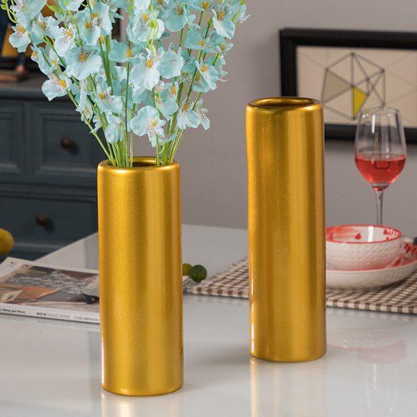 30cm金色陶瓷花瓶摆件 客厅插花鲜花水养 简约现代富贵竹花瓶水培,淘宝优惠券,粉丝福利购,淘宝优惠卷
