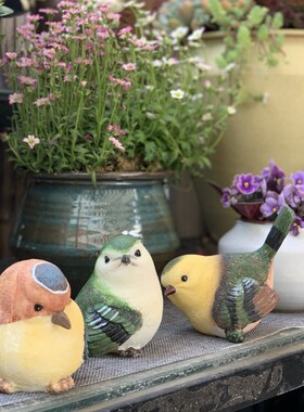 创意户饰花树庭院装外品园艺摆设仿真动物摆件园脂动物工艺品小鸟