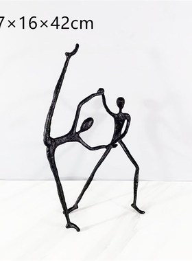 简约黑色金属交谊舞人物雕塑摆件样板间卧室客厅家居装饰艺术品