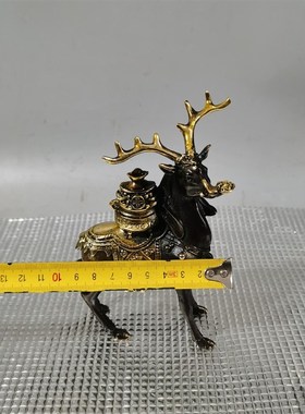 铜鎏金长寿福禄梅花鹿铜聚宝盆鹿摆件家居客厅装饰品工艺品