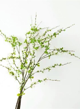 仿真雪柳枝假花仿真厅客花装饰花摆件餐厅花艺样轻房板奢摆设道具