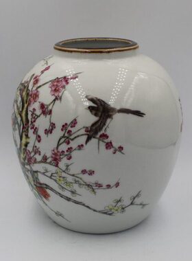 景德镇仿古陶瓷光绪粉彩喜上眉梢枣子坛储物罐家居装饰展柜摆件