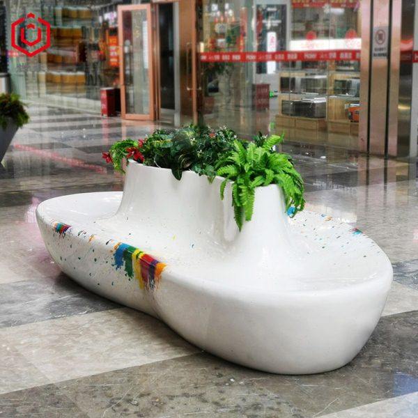 商场彩绘座椅玻璃钢座椅艺术椅定制卡通图案心形带花盆休闲等候椅,淘宝优惠券,粉丝福利购,淘宝优惠卷