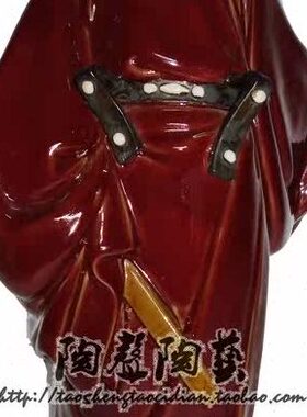 红袍钟馗引福陶瓷工艺石湾公仔博古架客厅玄关酒柜中式人物摆件