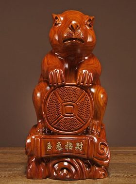 花梨木雕兔子摆件实木动物十二生肖兔家居客厅装饰送礼红木工艺品