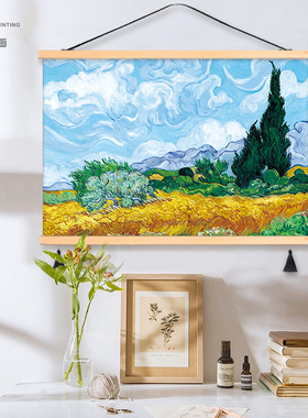 梵高艺术油画布艺挂画电表箱遮挡画墙面装饰挂布背景布墙布免打孔