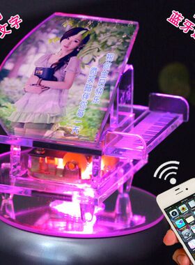 至情至爱圣诞节创意个性定制照片水晶钢琴音乐盒八音盒生日礼物送