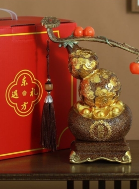 事事如意摆件柿柿子聚宝盆招财葫芦入户玄关柜客厅乔迁新居礼物
