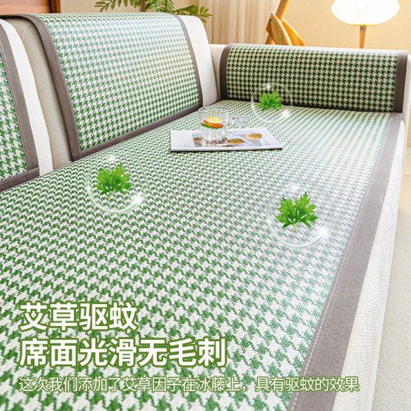 2024新款凉感藤席直排沙发垫夏天凉席坐垫防滑夏季套罩级感盖布,淘宝优惠券,粉丝福利购,淘宝优惠卷