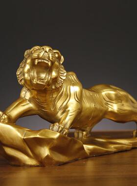 KYL虎摆山件黄铜虎肖虎啸山河虎生上办老公室家居客厅虎年礼品大