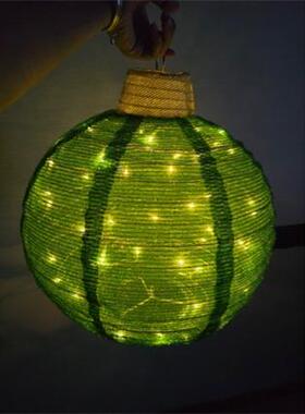 厂家圣诞短葱圣诞ali-9772圆形灯笼带电，直三布色圣销诞球