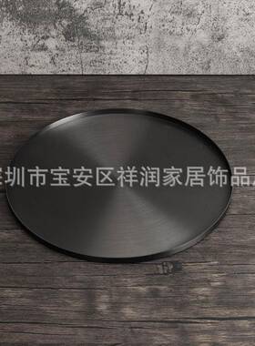 现房色代简约欧式轻奢金圆形托PZG盘金黑色摆件样板售属楼处软装