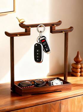 OZH中古风入户门玄关放钥饰置架收纳摆件客厅鞋物柜装品匙高级感