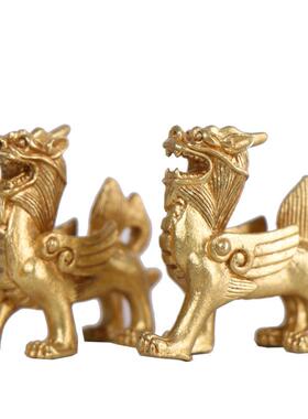 纯黄卦铜独角貔小貅麒麟摆件号貔貅麒麟貔貅小吊八小八卦麒麟
