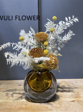 板级琉璃花花仿真花艺 别墅样高间家居茶几桌面绢瓶装饰假花摆件