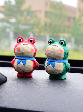 网红手工木雕摆件孤寡青蛙摆件解压电脑桌面饰品可爱卡通生日礼物