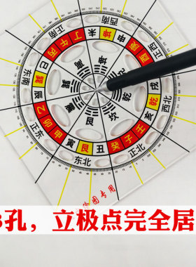 高精度透明罗盘立极尺圆形方形二十四山三元简约亚克力立极规