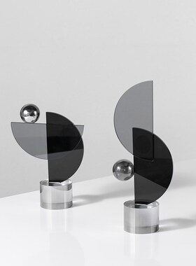 高级感水晶几何装饰摆件工艺品意式轻奢办公室样板房软装搭配设计