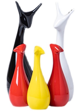 三口之家鹿陶瓷器客厅摆件酒柜高档装饰品办公室桌面摆设结婚礼物