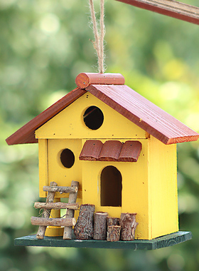 鸟窝花园庭院布置户外景观实木阳台院子园艺装饰摆件仿真鸟屋鸟巢