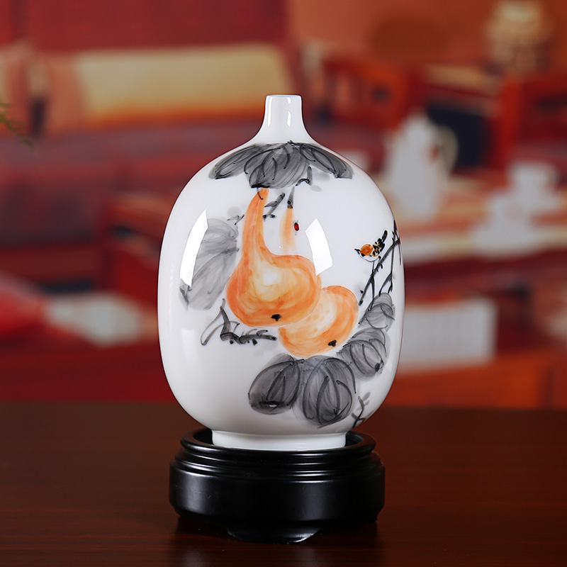 东方泥土 德化白瓷手绘花瓶摆件 陶瓷瓷器工艺品客厅博古架装饰品 - 图1