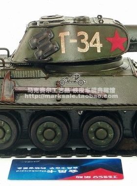 复古手工坦克军事模型 1940年苏联T-34主战坦克 仿古工艺品摆件