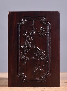 实木雕刻原木复古毛笔筒黑檀红木笔筒办公桌笔筒中国风文房四宝