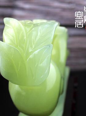 天然阿富汗玉石人参如意摆件饰居客公书房玄关办厅室装家招财