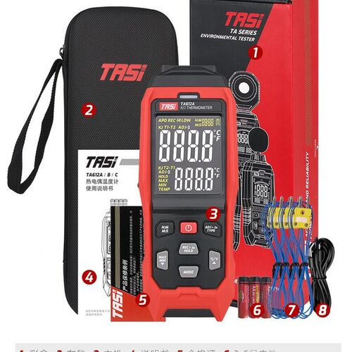 特安斯K型热电偶温度计 带探头工业高精度接触式表面测温TA612ABC - 图2