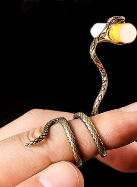 蛇形戒指烟托烟夹指环潮r人个性潮抽烟烟架创意烟嘴架嘻哈戒指支