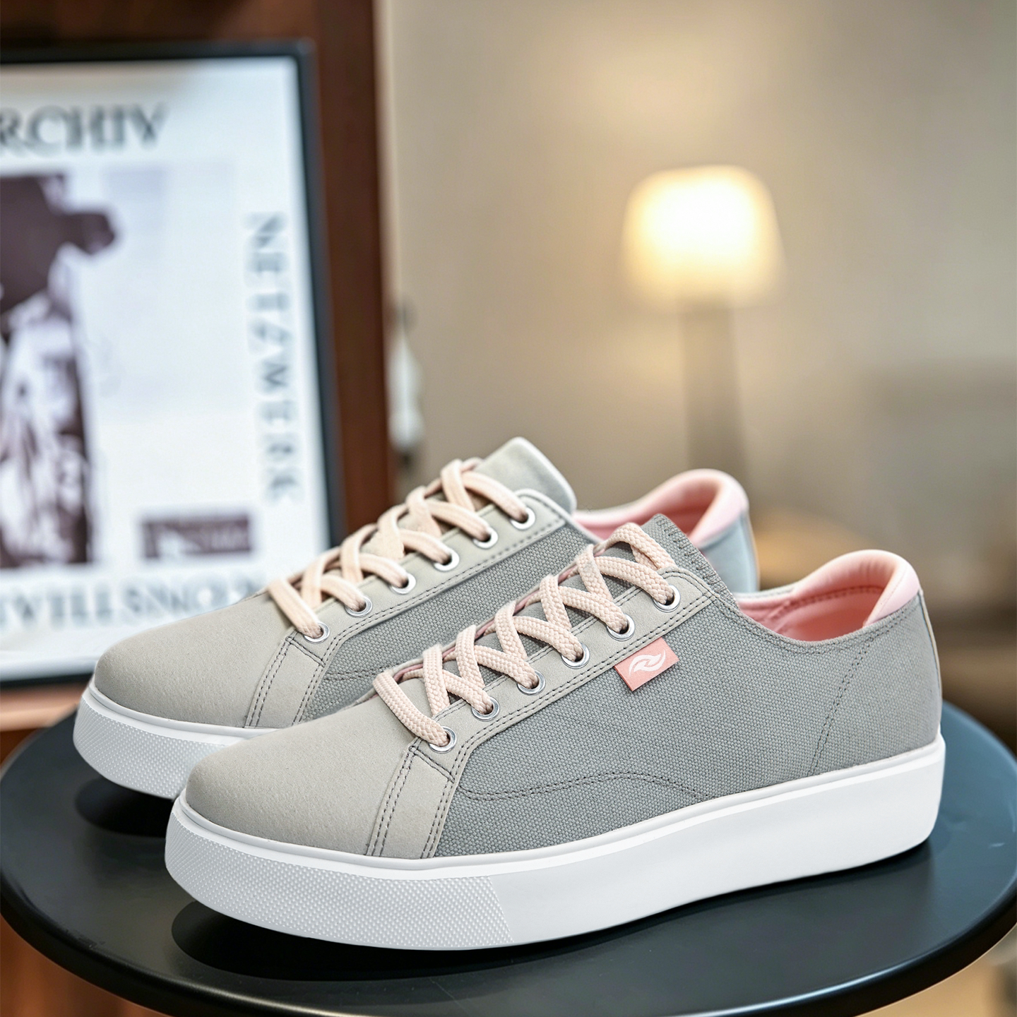 男鞋2026新款小众设计潮流小白鞋平底板鞋原创高级帆布鞋蓝色白色