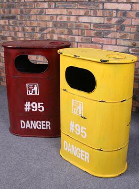 美式金复古旧工业风桶垃圾桶做摆属件铁油桶装001饰品铁艺造型