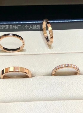 高版本萧家CNC精雕冰块戒指肖邦半钻单钻方形手工镶嵌情侣对戒