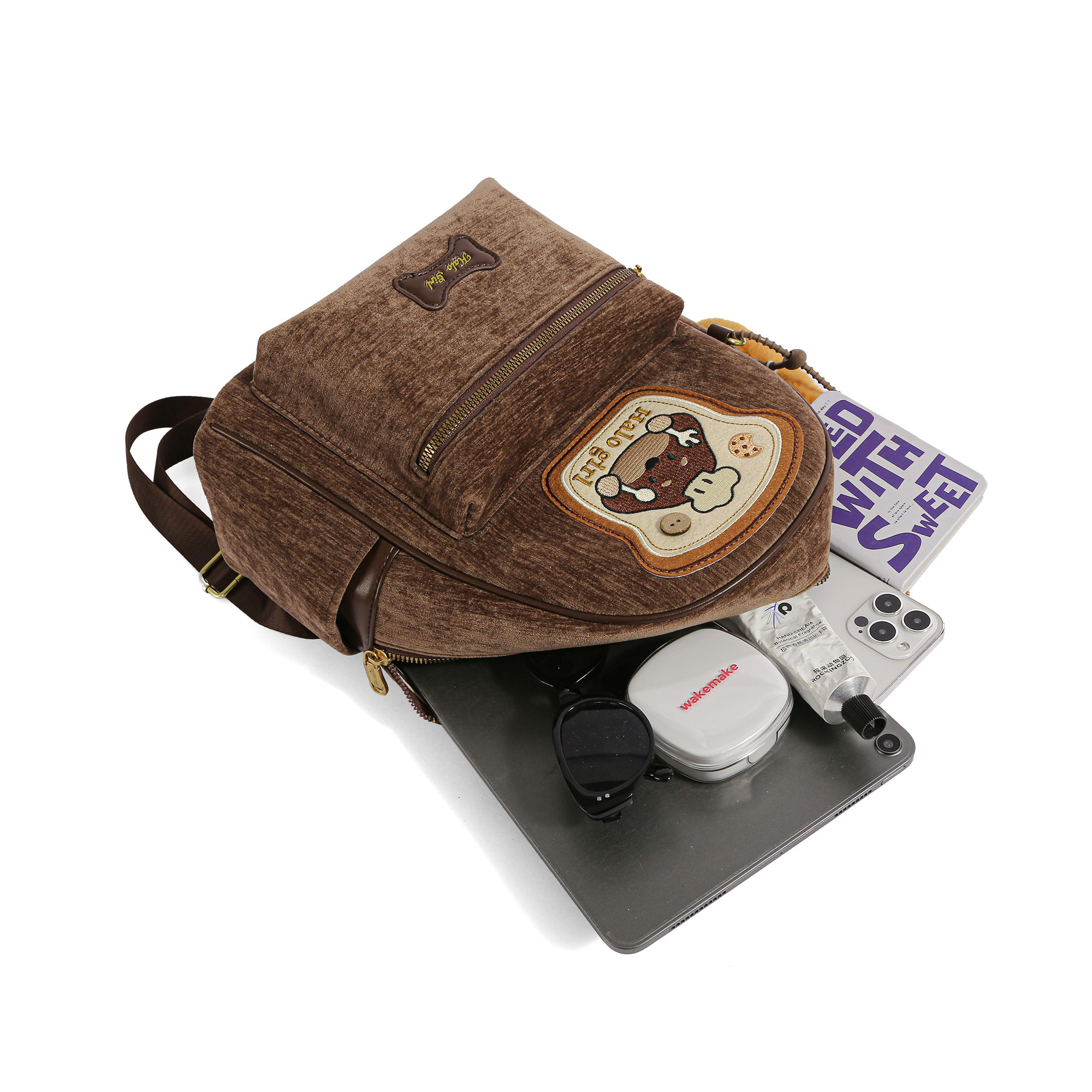 可爱厨师小狗刺绣双肩包女生秋冬复古轻奢小众上学背包送生日礼物,淘宝优惠券,粉丝福利购,淘宝优惠卷