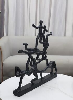 现代简塑约象杂技人物雕抽摆件客厅玄关酒店电视板柜样房家居1097