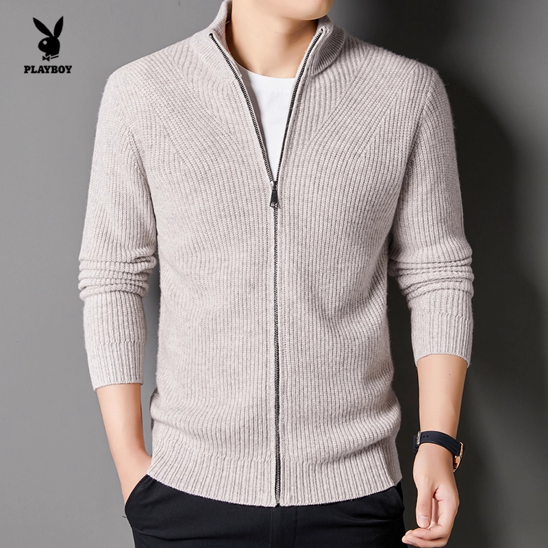 花花公子羊毛立领拉链开衫男针织衫休闲百搭毛衣外套常规款百搭款,淘宝优惠券,粉丝福利购,淘宝优惠卷