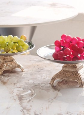 现代简约创意合金金属托盘果盘样板E房售楼处桌面茶几餐桌饰品摆