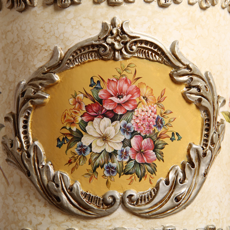 家用欧式客厅垃圾桶时尚创意x奢华复古树脂卧室茶几卫生间厨房无 - 图1