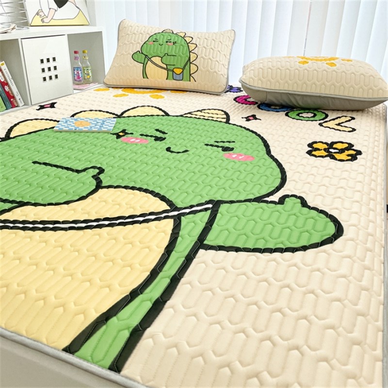 A类大版数码印花凉感丝乳胶凉席可水洗折叠家用学生宿舍.空调软席 - 图3