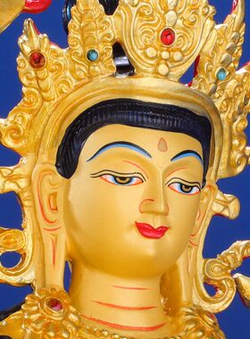 文殊菩萨 精工 纯铜光面 西藏具神像摆件 仿尼泊尔全鎏金7寸