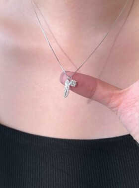 秦彻羽毛S925莫桑钻锁骨链礼物