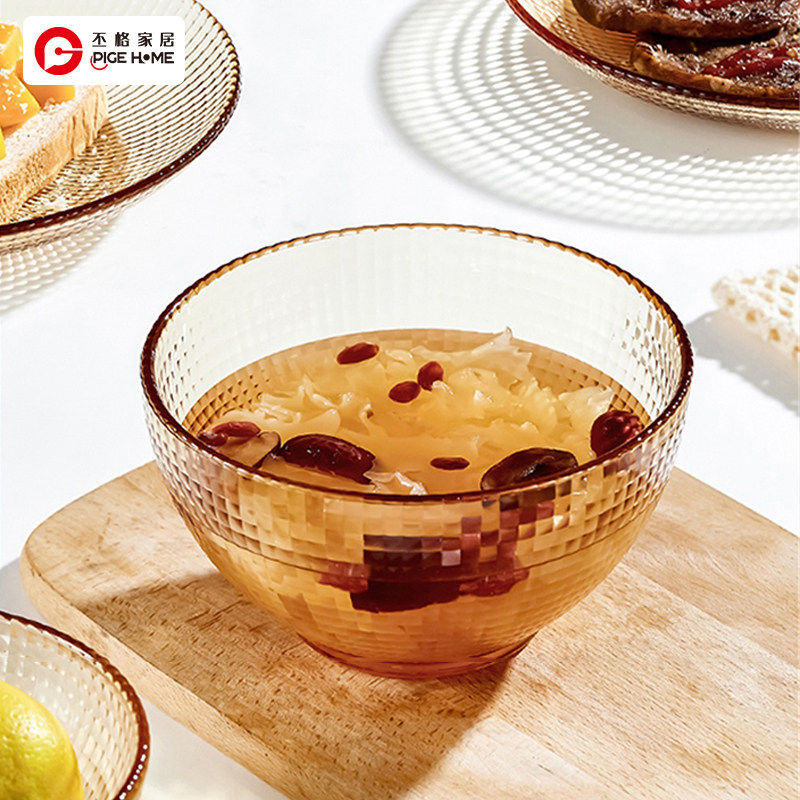 丕格高硼硅耐热玻璃碗盘新款微波炉专用耐高温家用琥珀色餐具套装,淘宝优惠券,粉丝福利购,淘宝优惠卷