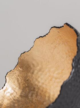 高级手厅盘工CTB-2476陶瓷果烤黑烫金铝制茶几收纳盘餐装饰品感桌