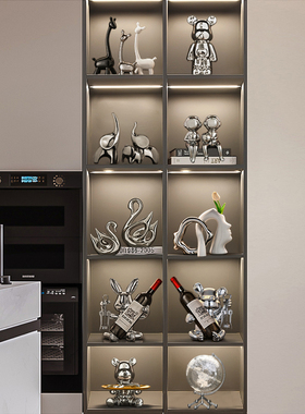 轻奢高端大气暴力熊酒柜装饰品摆件现代高档客厅隔断餐边柜红酒架