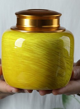 包邮金丝楠茶叶罐大叶楠实木茶盒茶罐铜盖密封普洱储存茶罐