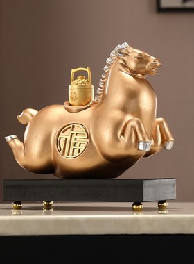 马到成功马上有钱摆件发财树办公室客厅酒柜玄Q关高档装饰乔迁开