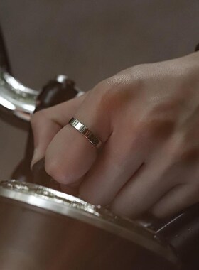 戒指男潮单e身戒闭口简约个性素圈戒子光面冷淡风开口男士食指环