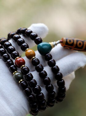 9*8桶珠砂砂供星月菩提文玩脖挂链 108菩提子多圈手链