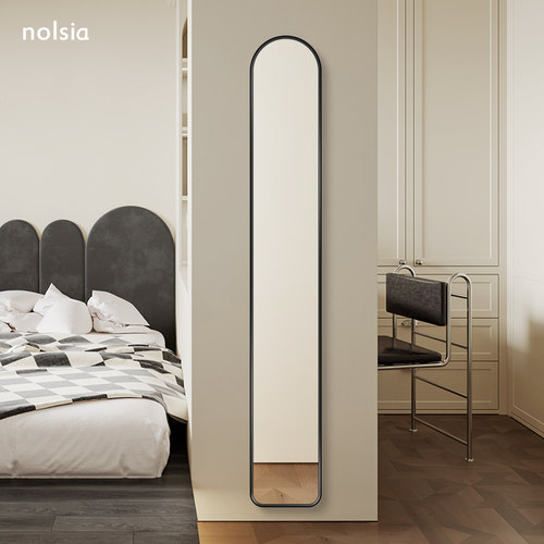 法式设计感全身镜可挂式超细极窄全身镜不规则防爆玻璃镜子全身镜 - 图0