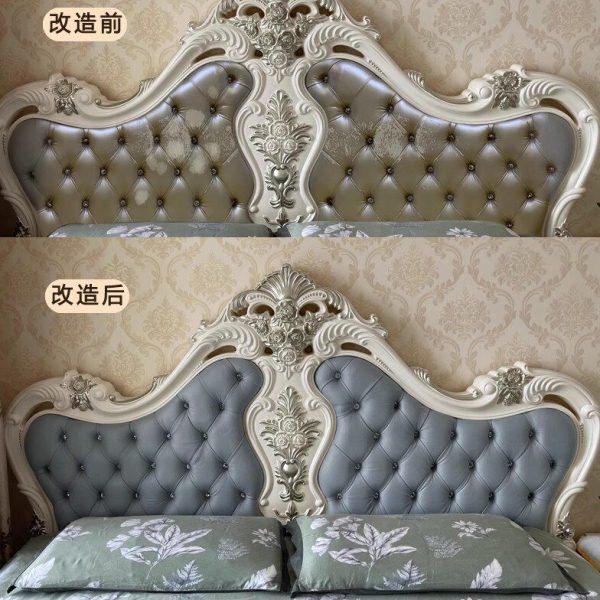 欧式床头软包靠背掉皮翻新换皮改造床头套罩弧形包床头珠光科技布,淘宝优惠券,粉丝福利购,淘宝优惠卷